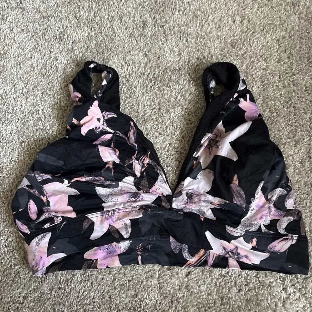 Victoria's Secret Pink And Black Floral Unlined Sports Bra Size XL